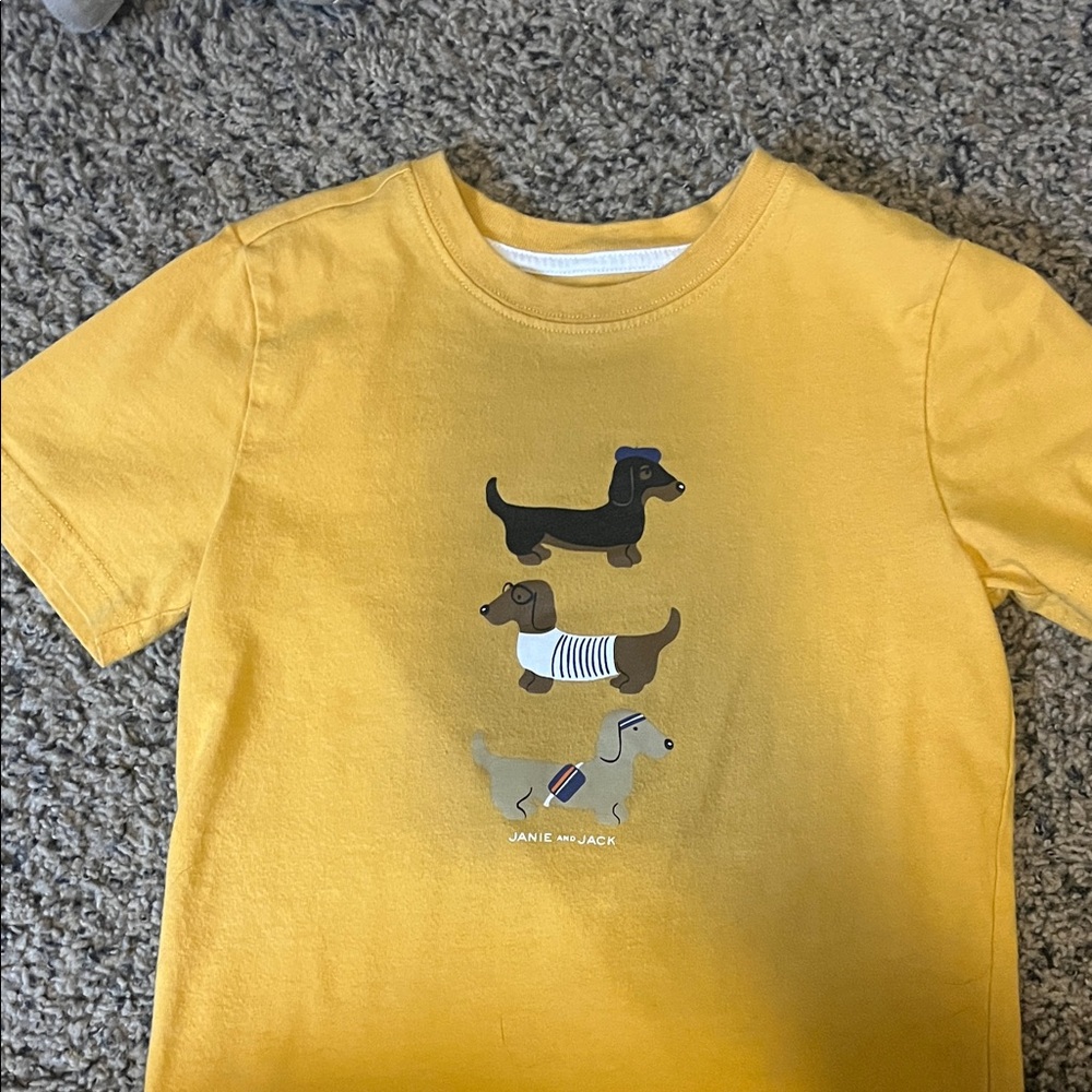 Janie and Jack Mustard Tee with Dachshund Trio